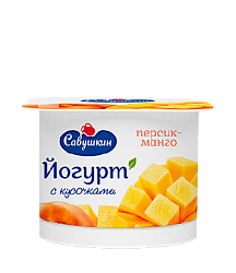 Йогурт САВУШКИН 2% Персик-манго пс/с 120гр/12шт